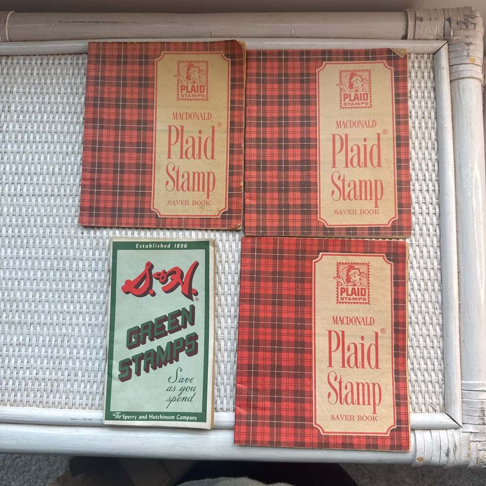Vintage MacDonald Plaid Stamp Saver Books & SH Sperry Hutchinson Set of 4